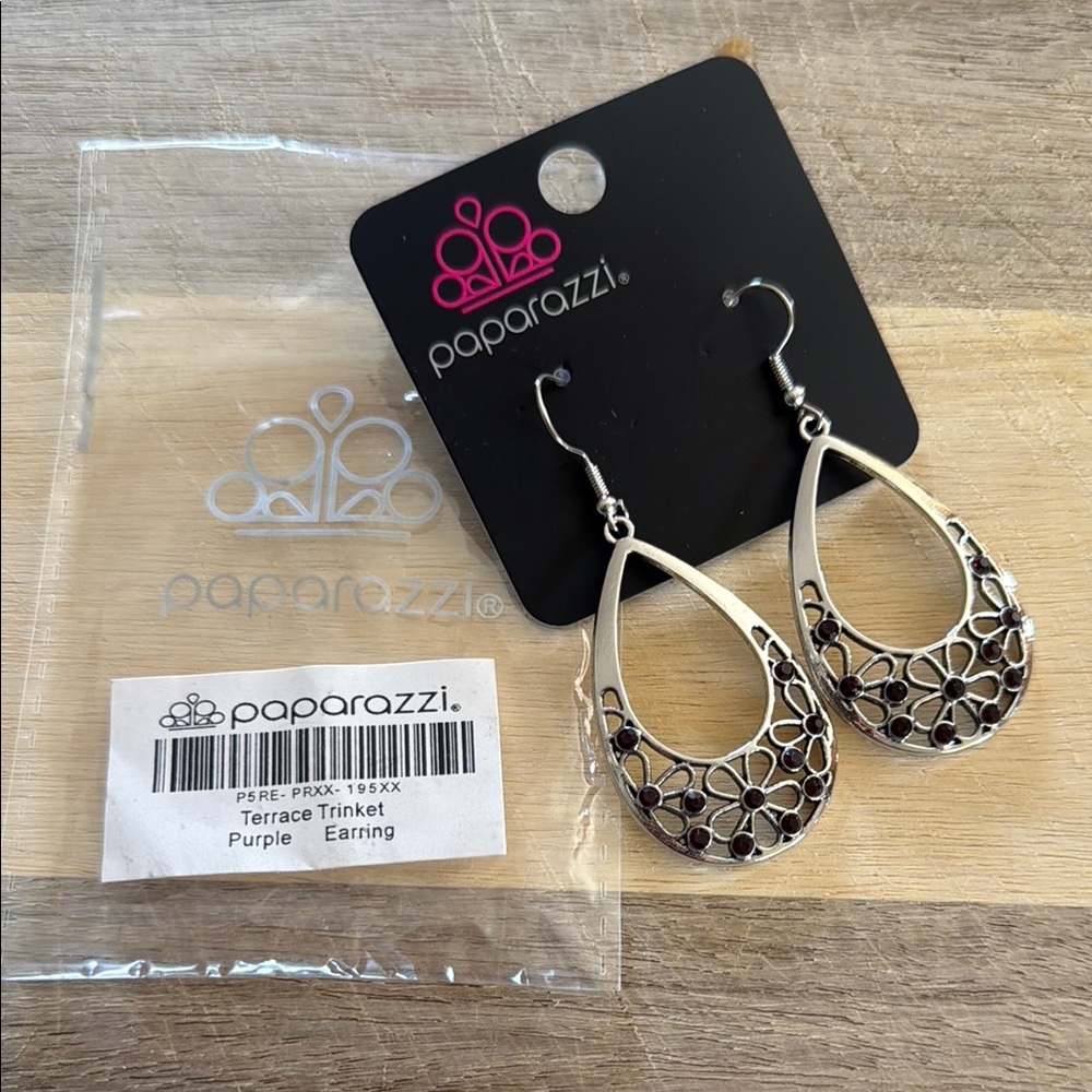 Paparazzi Silver and Purple Filigree Earrings